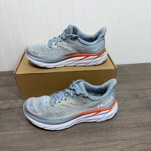 Hoka Light Gray and Orange Athletic Shoes size 8.5